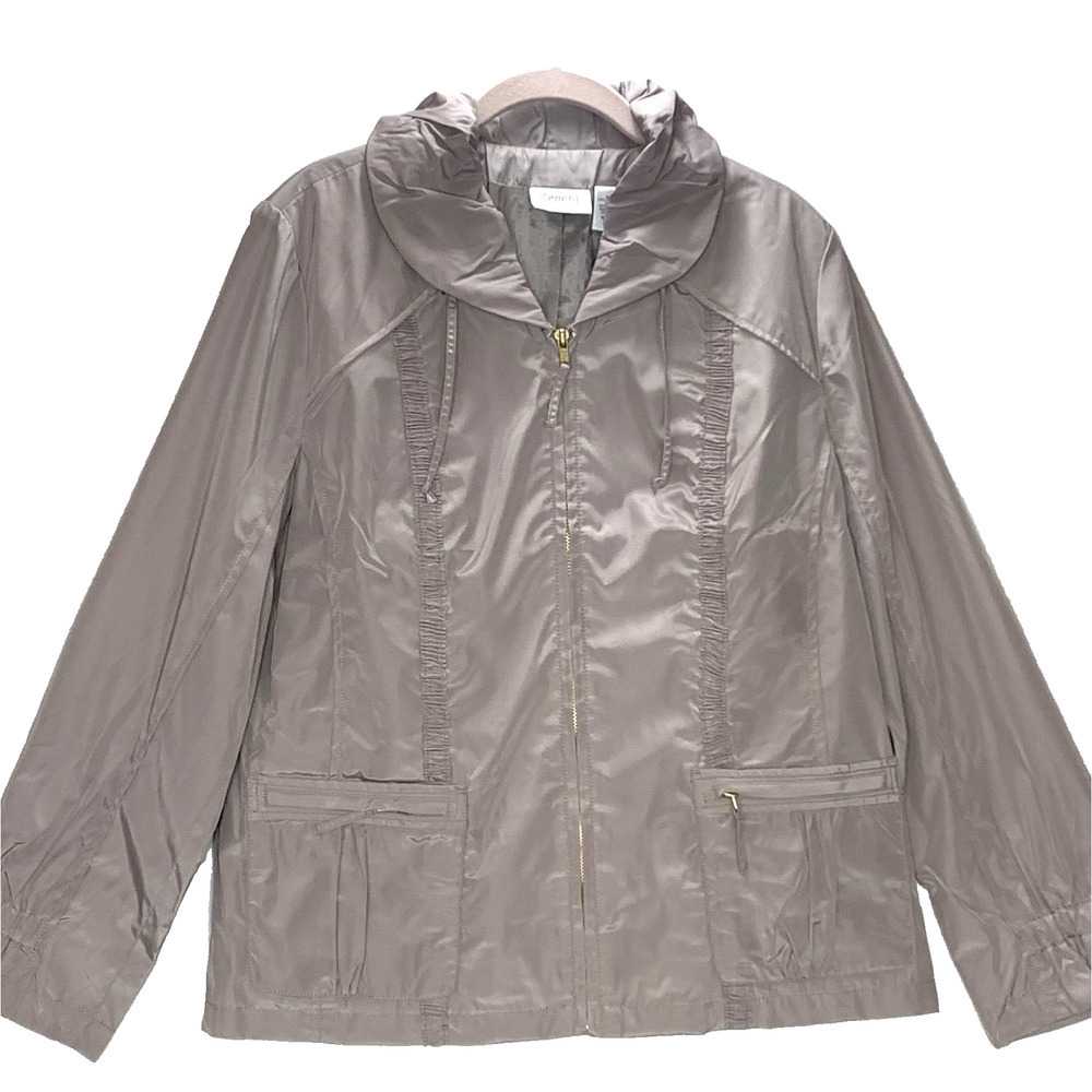 ZENERGY by CHICO'S Emma Jacket Sz 2 US L/12 Dove Grey Windbreaker Coat NWT
